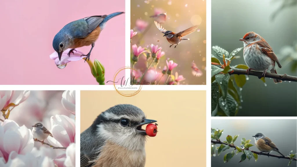 spring birds aesthetic wallpapers collage