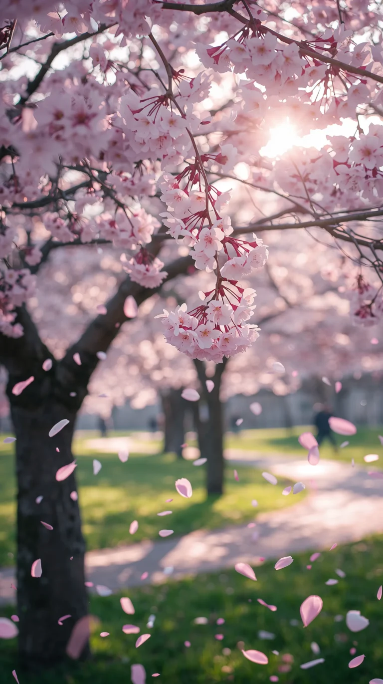 spring-garden-aesthetic-wallpapers-4k-cherry-blossom-park-phone