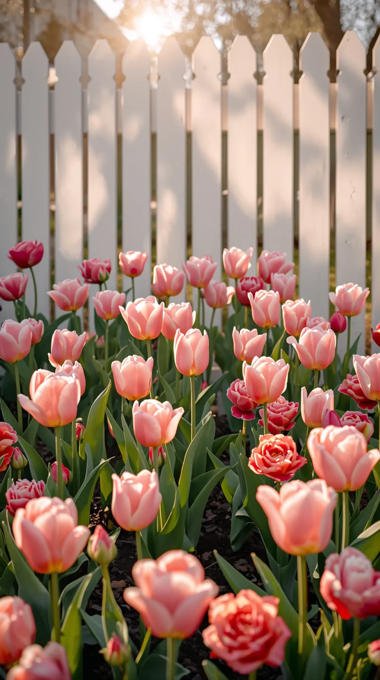 spring-garden-aesthetic-wallpapers-4k-tulip-rose-fence-phone