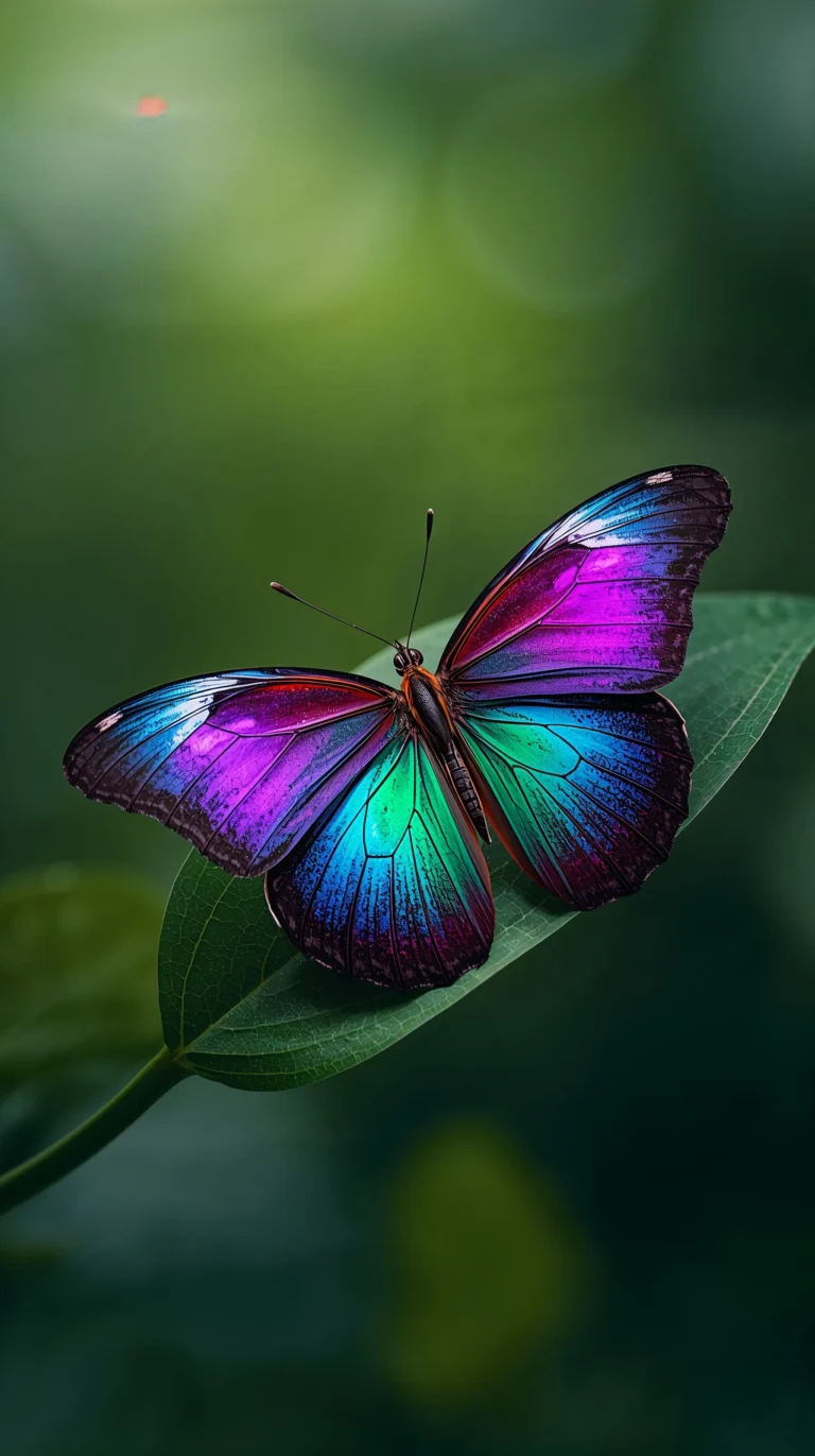unique-macro-texture-wallpapers-butterfly-neon-wings-green-background-4k
