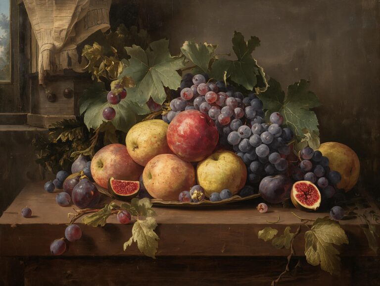 vintage-still-life-painting-wallpapers-dutch-fruit-apples-grapes-figs-4k-ipad