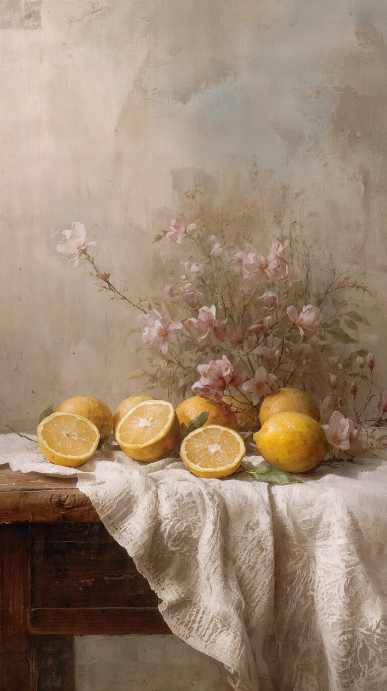 vintage-still-life-painting-wallpapers-lemons-linen-minimal-aesthetic-4k-phone