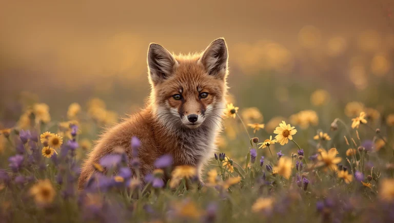 cute-animal-summer-wallpapers-fox-wildflowers-laptop