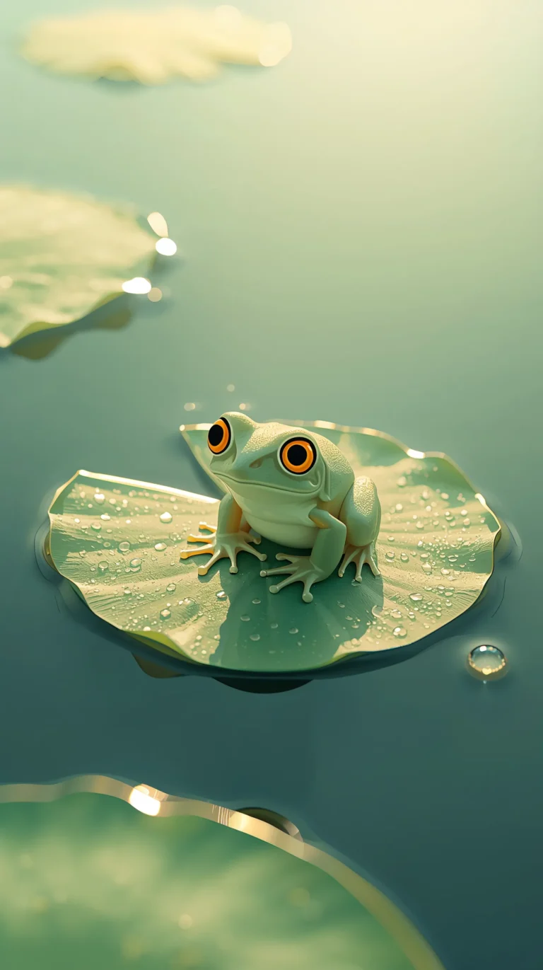 cute-animal-summer-wallpapers-frog-lily-pad-phone