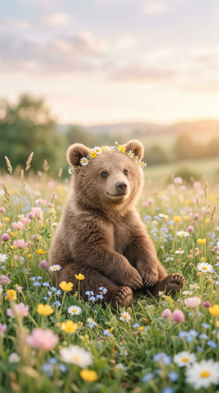 cute-cozy-wallpapers-for-phone-bear-flower-field