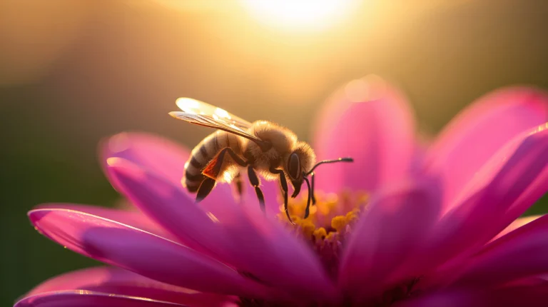 golden-hour-spring-wallpapers-bee-flower-macro-light-4k-laptop