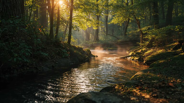 golden-hour-spring-wallpapers-forest-stream-sunlight-4k-laptop