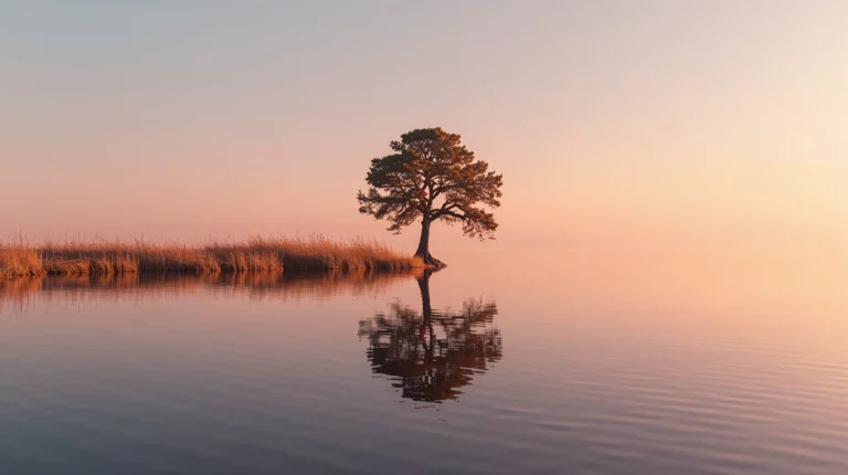 golden-hour-spring-wallpapers-minimal-lake-tree-reflection-4k-laptop
