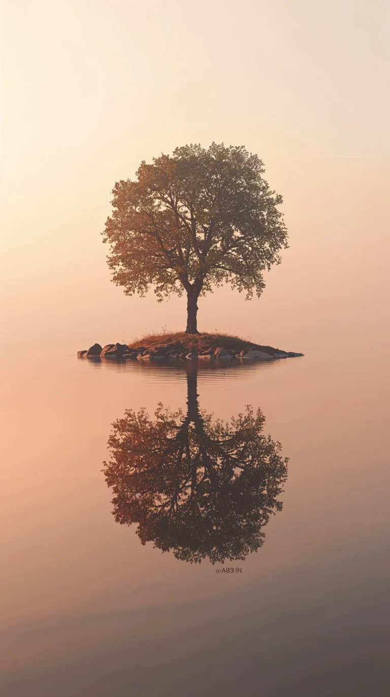 golden-hour-spring-wallpapers-minimal-lake-tree-reflection-4k-phone