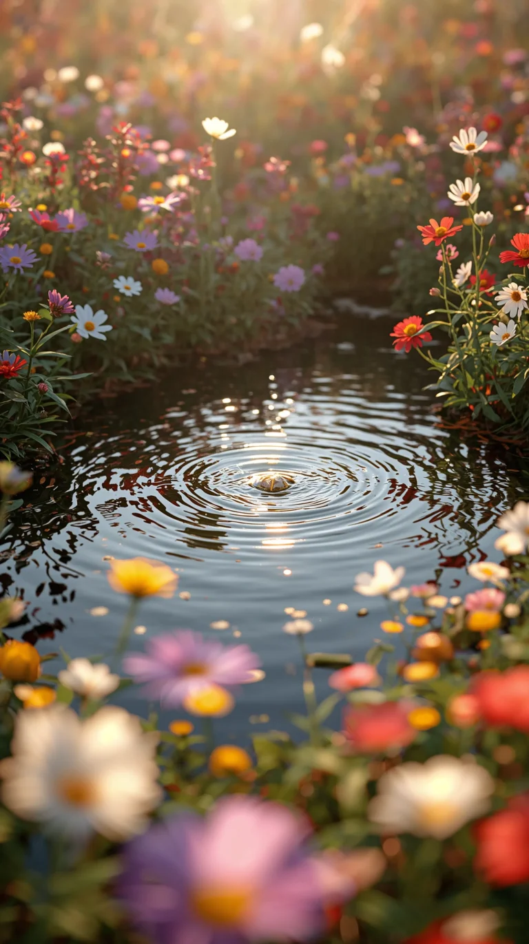 golden-hour-spring-wallpapers-pond-wildflowers-sunset-4k-phone