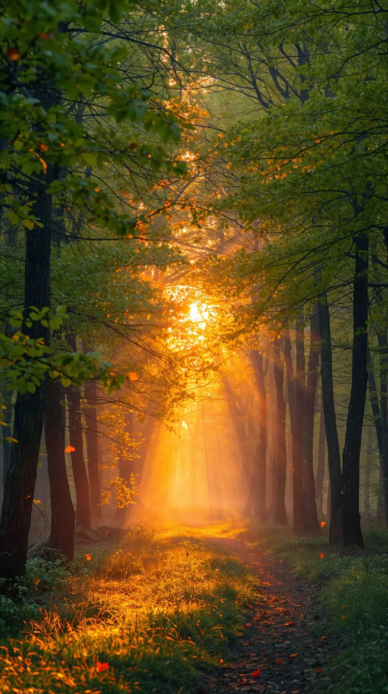 golden-hour-spring-wallpapers-sunlight-through-trees-forest-4k-phone