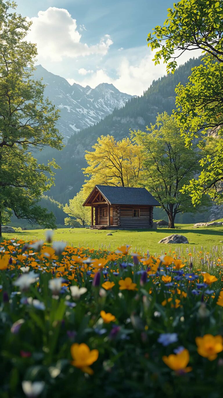 spring-mountain-landscape-wallpapers-cabin-valley-nature-4k-phone