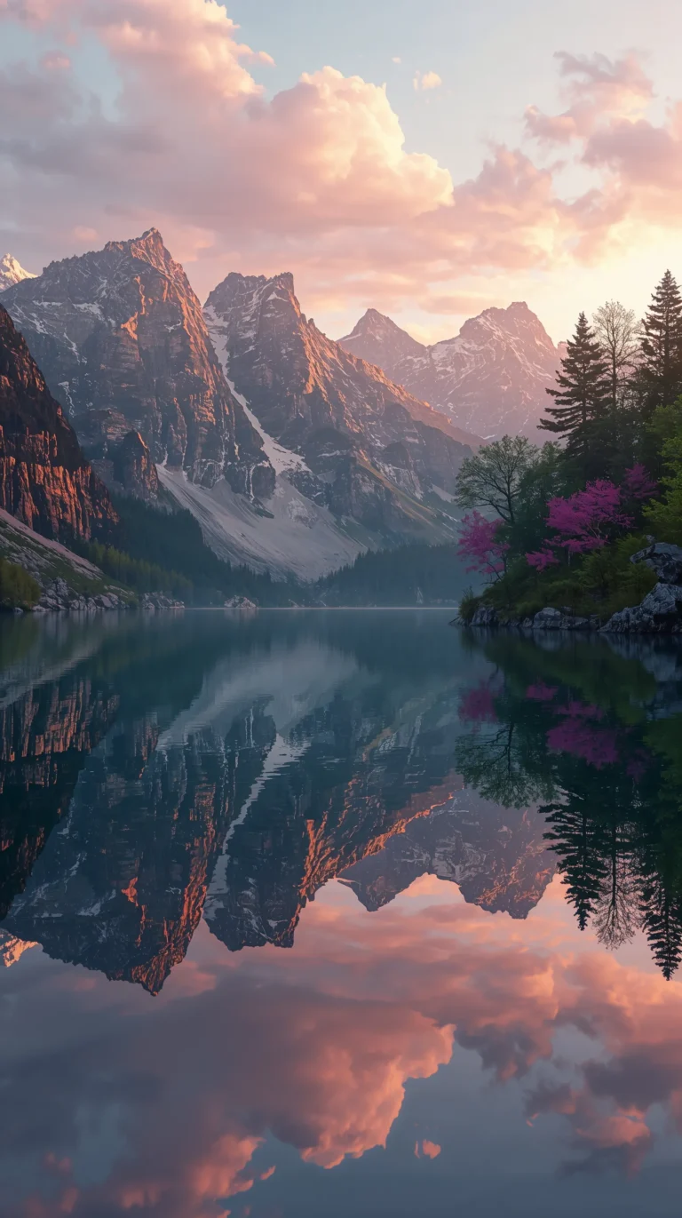 spring-mountain-landscape-wallpapers-lake-sunrise-reflection-4k-phone