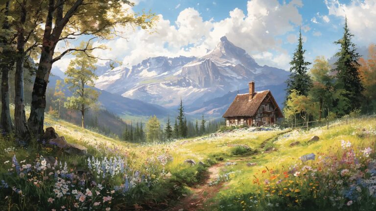 spring-mountain-painting-wallpapers-4k-cozy-cottage-scene-laptop