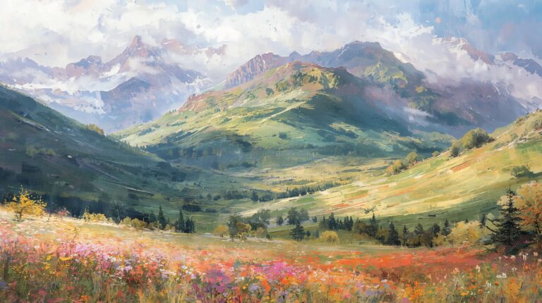 spring-mountain-painting-wallpapers-4k-dreamy-pink-sunrise-laptop