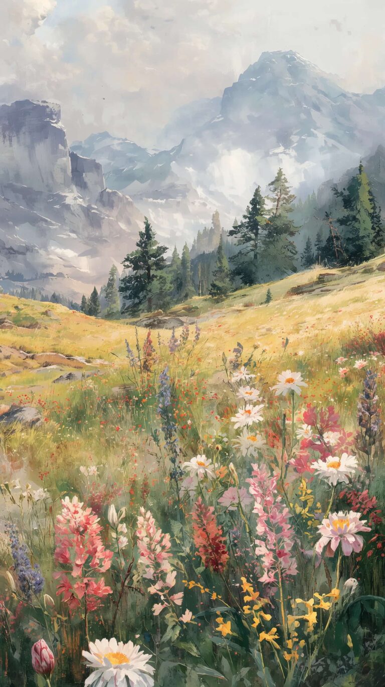 spring-mountain-painting-wallpapers-4k-foggy-layered-mountains-phone