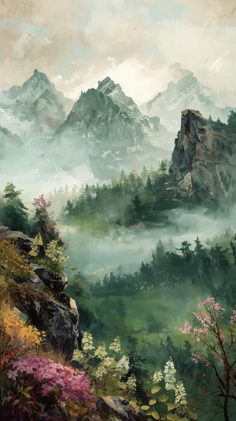 spring-mountain-painting-wallpapers-4k-golden-hour-landscape-phone