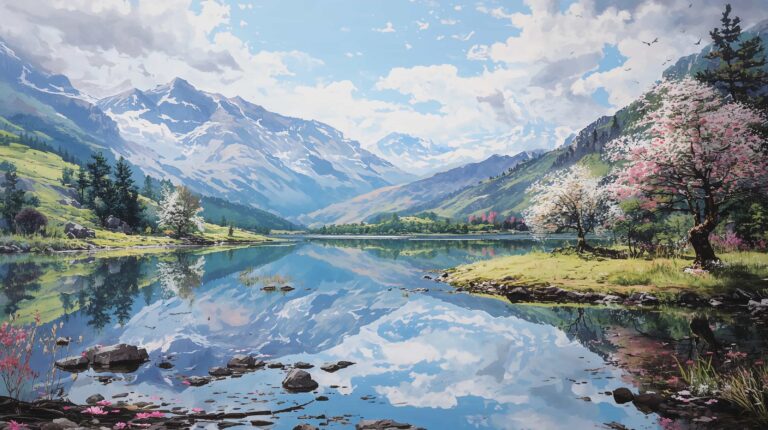 spring-mountain-painting-wallpapers-4k-impressionist-flower-hills-laptop