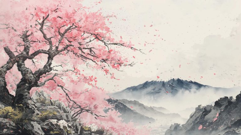 spring-mountain-painting-wallpapers-4k-japanese-sakura-mountains-laptop