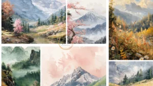 spring mountain painting wallpapers vollage wallpaperinspo.com