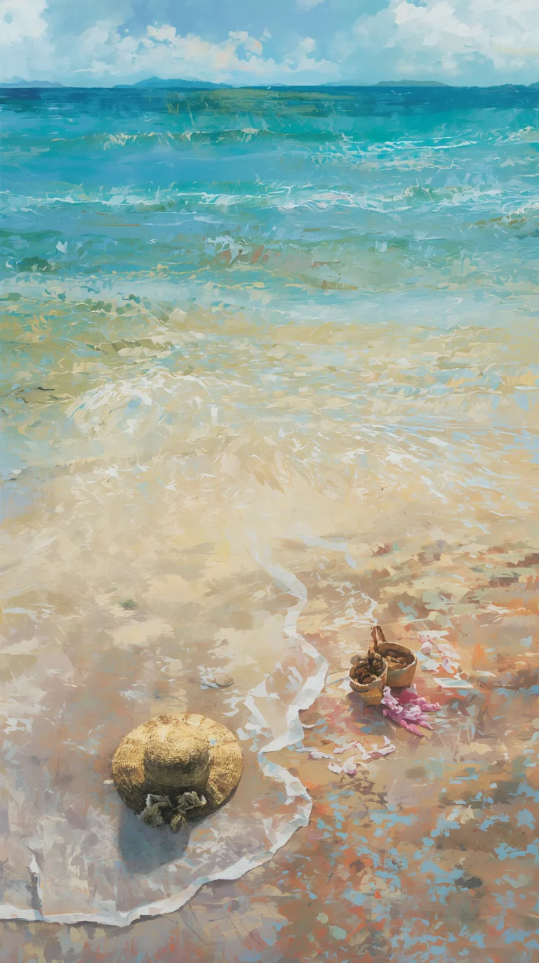 summer-landscape-painting-wallpapers-aesthetic-beach-picnic-relax-vibe-phone