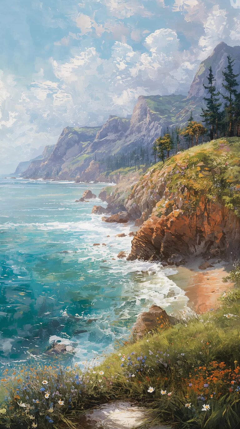 summer-landscape-painting-wallpapers-aesthetic-coastal-cliffs-ocean-view-phone
