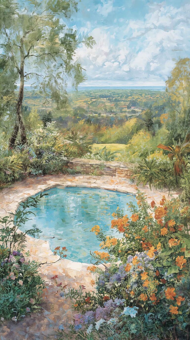 summer-landscape-painting-wallpapers-aesthetic-garden-pool-small-phone