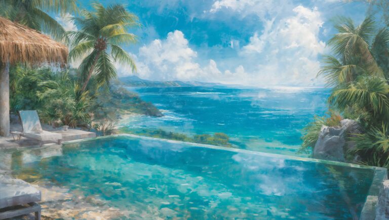 summer-landscape-painting-wallpapers-aesthetic-infinity-pool-ocean-view-laptop