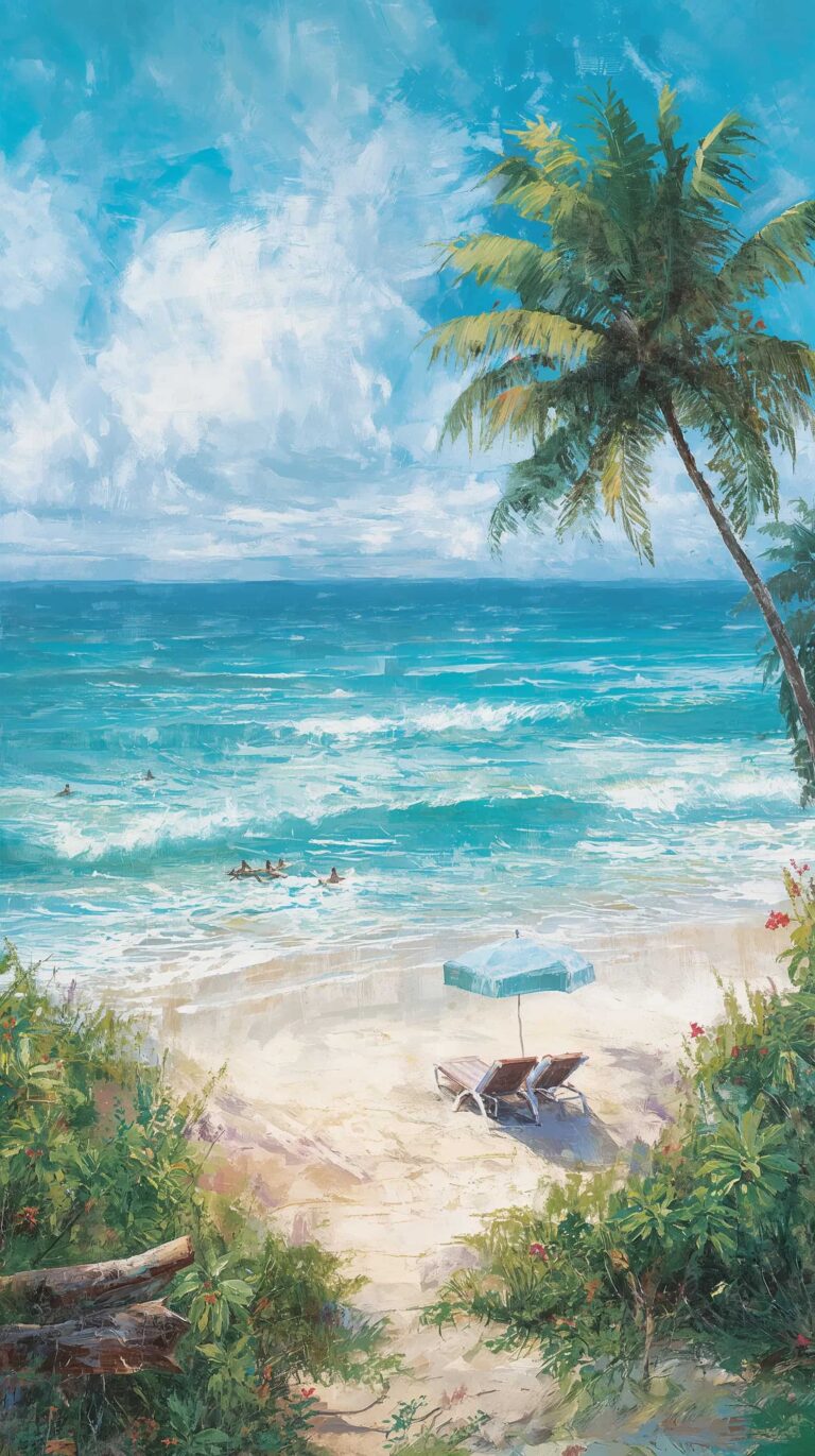 summer-landscape-painting-wallpapers-aesthetic-tropical-beach-palm-trees-phone