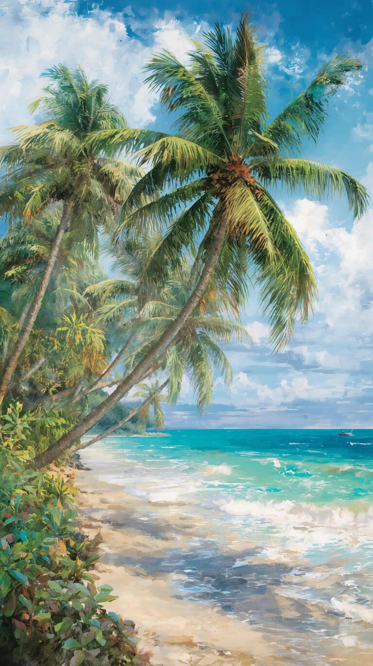 summer-landscape-painting-wallpapers-aesthetic-tropical-coast-palm-trees-phone