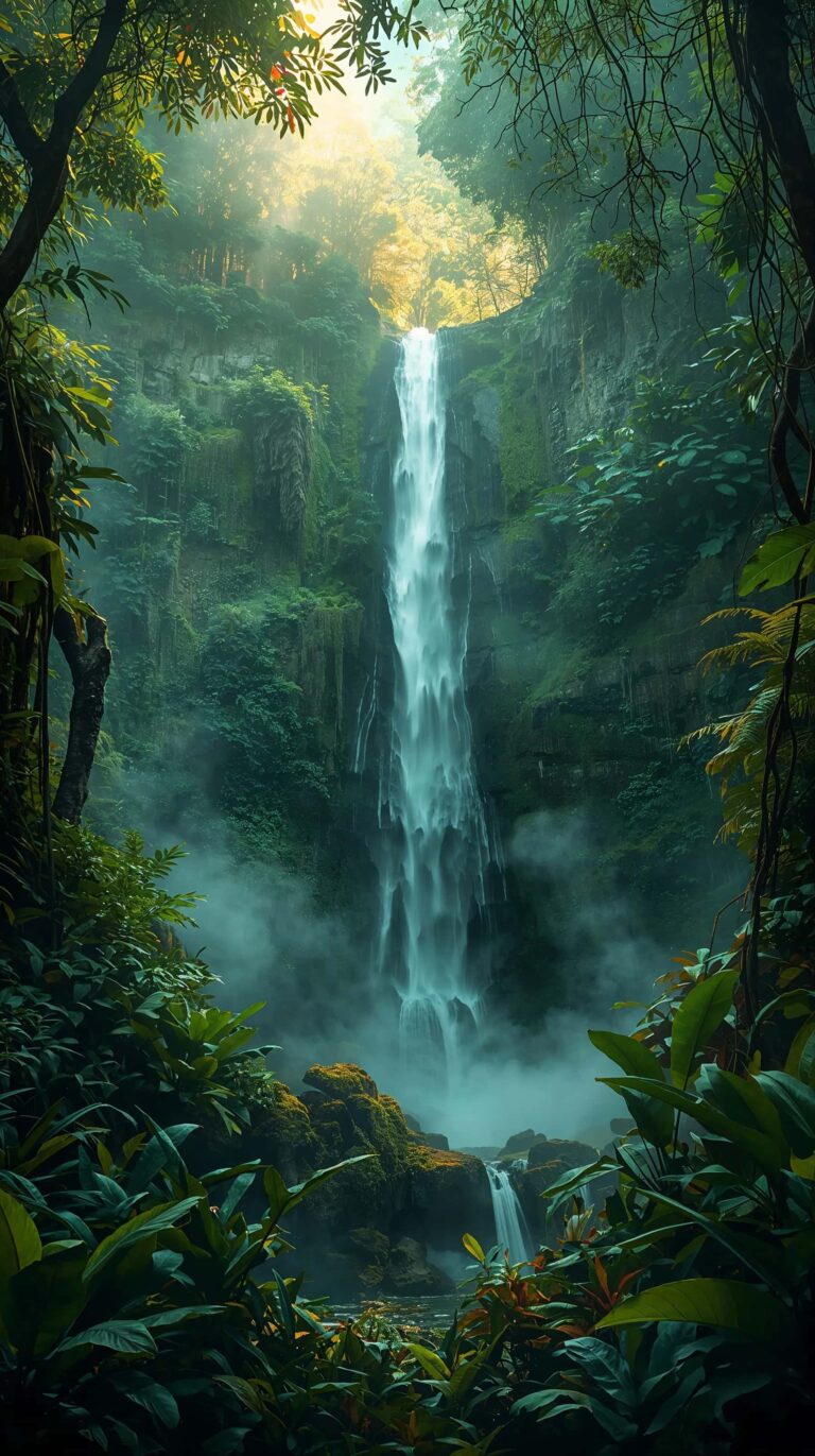 tropical-summer-wallpapers-4k-hidden-waterfall-jungle-phone