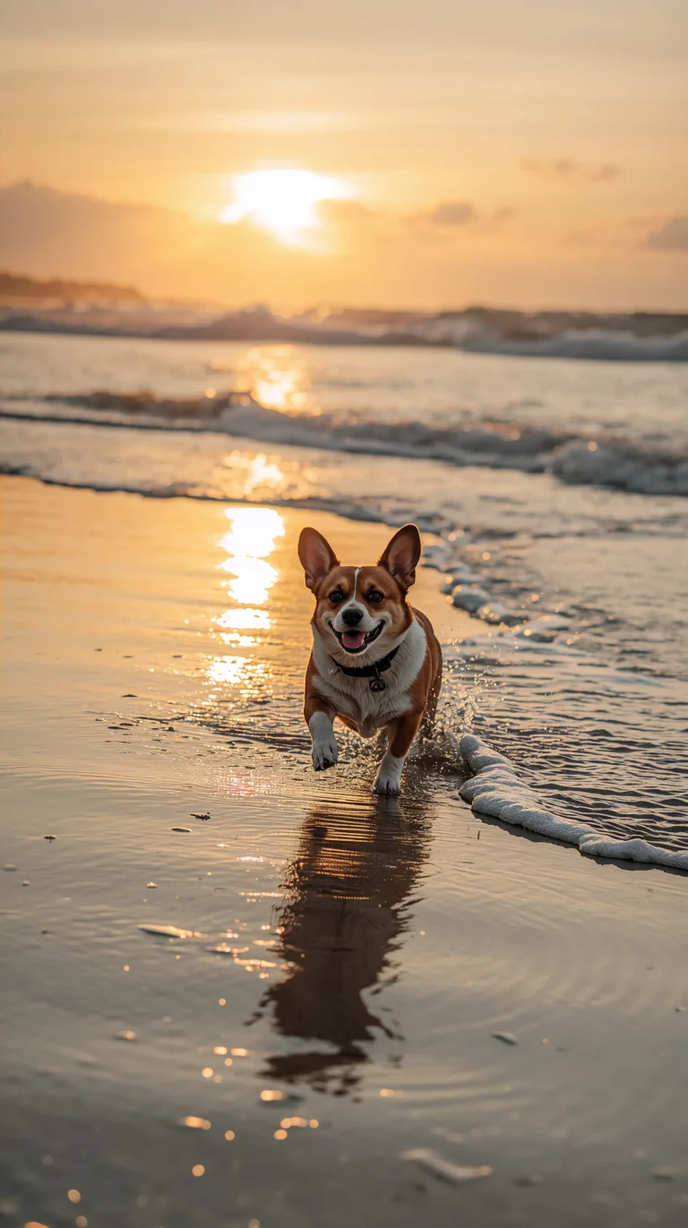 cute-beach-wallpapers-phone-corgi-beach-sunset
