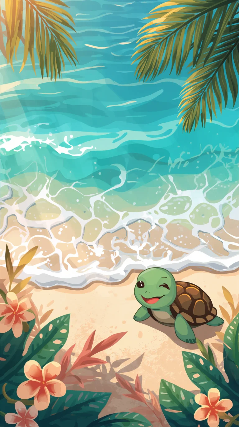 cute-beach-wallpapers-phone-sea-turtle-ocean-waves