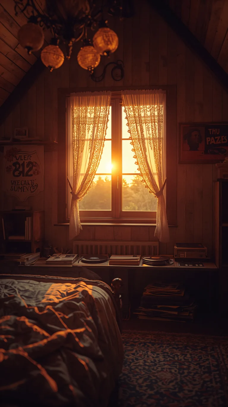 nostalgic-summer-vintage-wallpapers-cozy-attic-bedroom