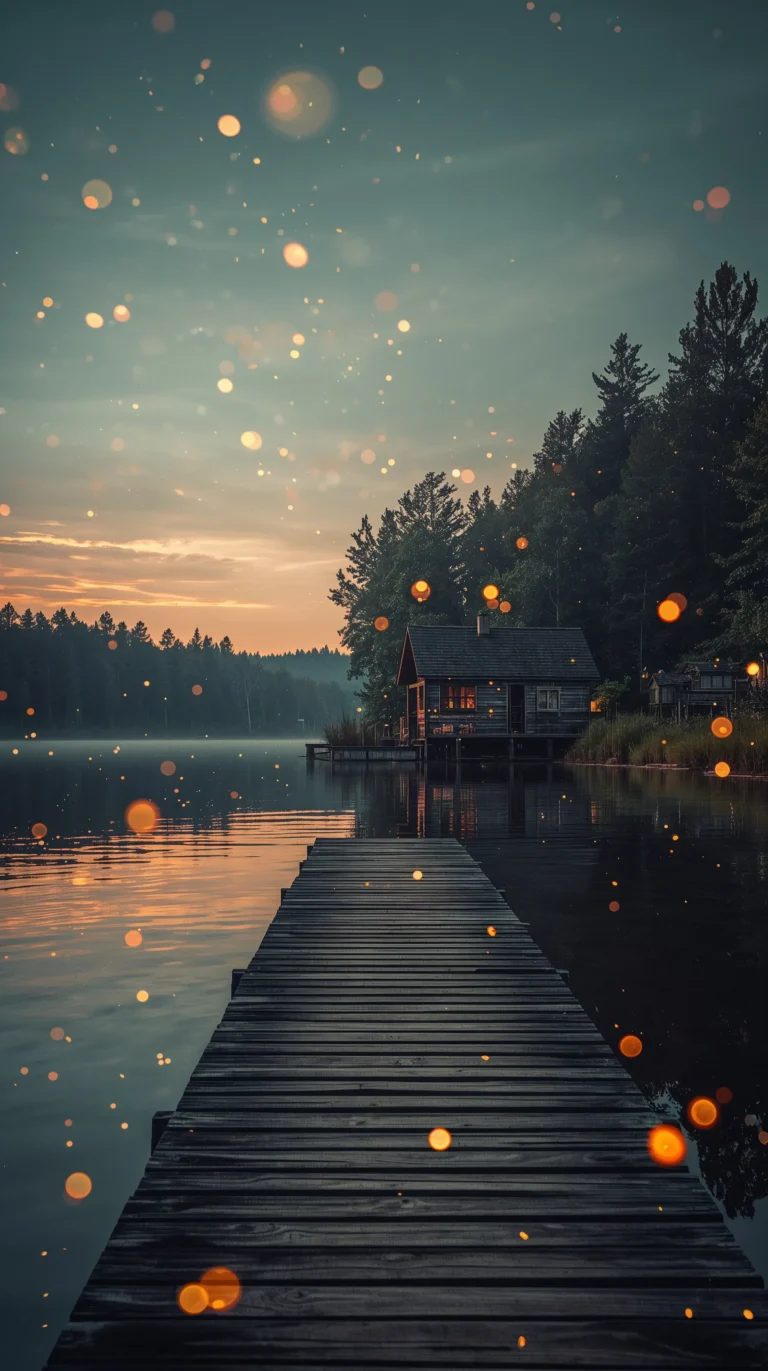 nostalgic-summer-vintage-wallpapers-lake-cabin-evening