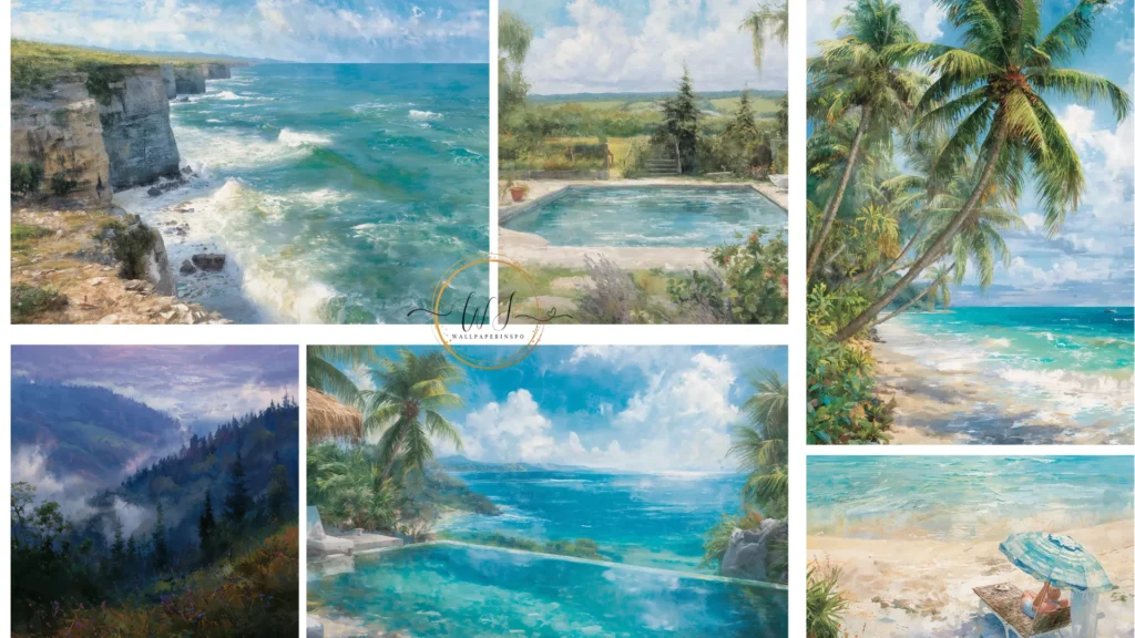 summer landscape painting wallpapers collage wallpaperinspo.hu
