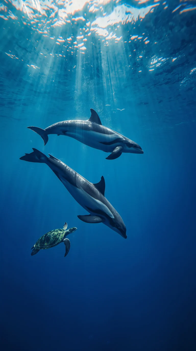 summer-underwater-wallpapers-dolphins-crystal-water