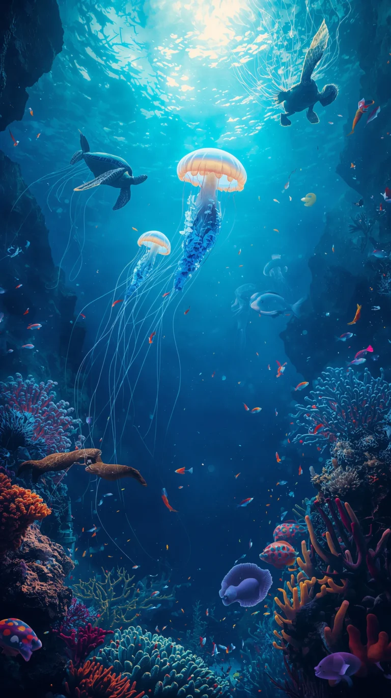 summer-underwater-wallpapers-glowing-jellyfish-blue-water