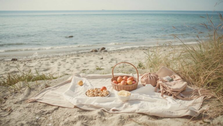 vintage-beach-wallpapers-aesthetic-linen-blanket-fruits-laptop