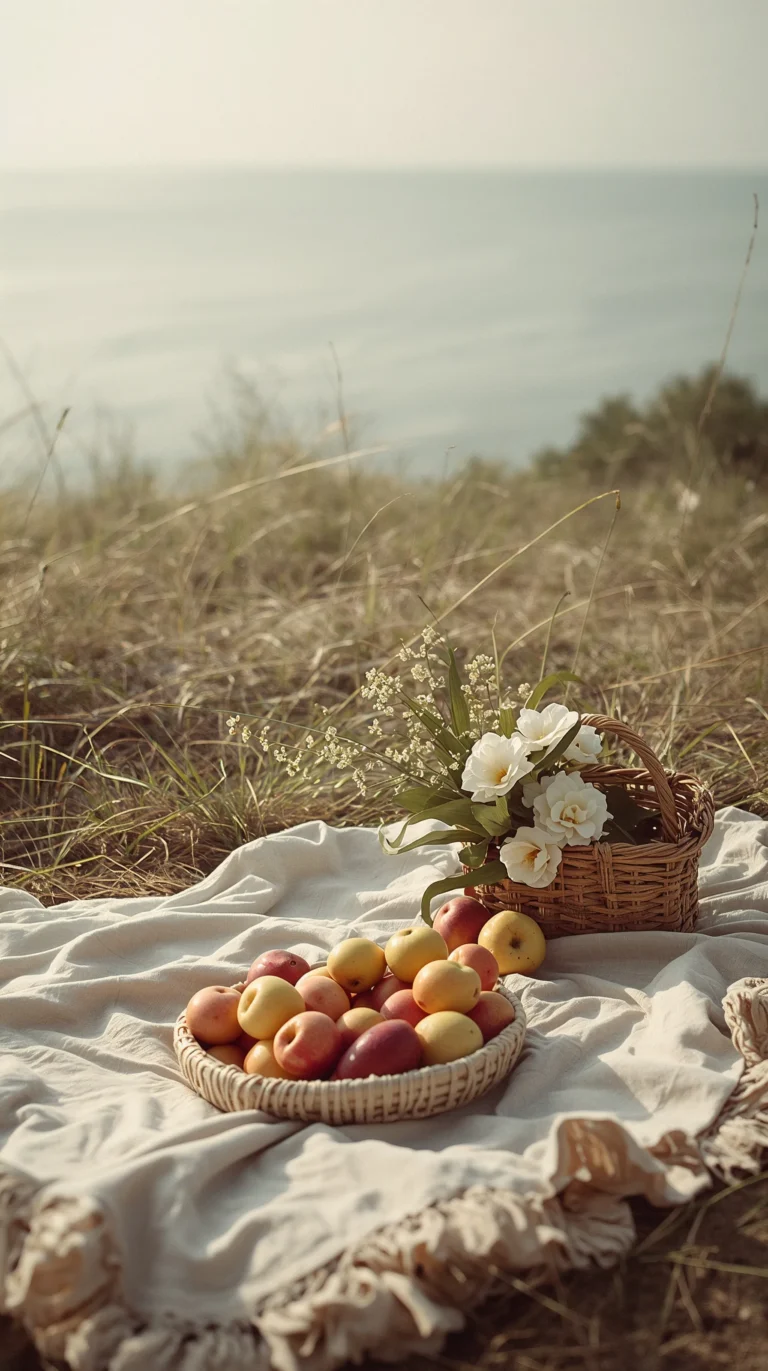 vintage-beach-wallpapers-aesthetic-linen-blanket-fruits-phone
