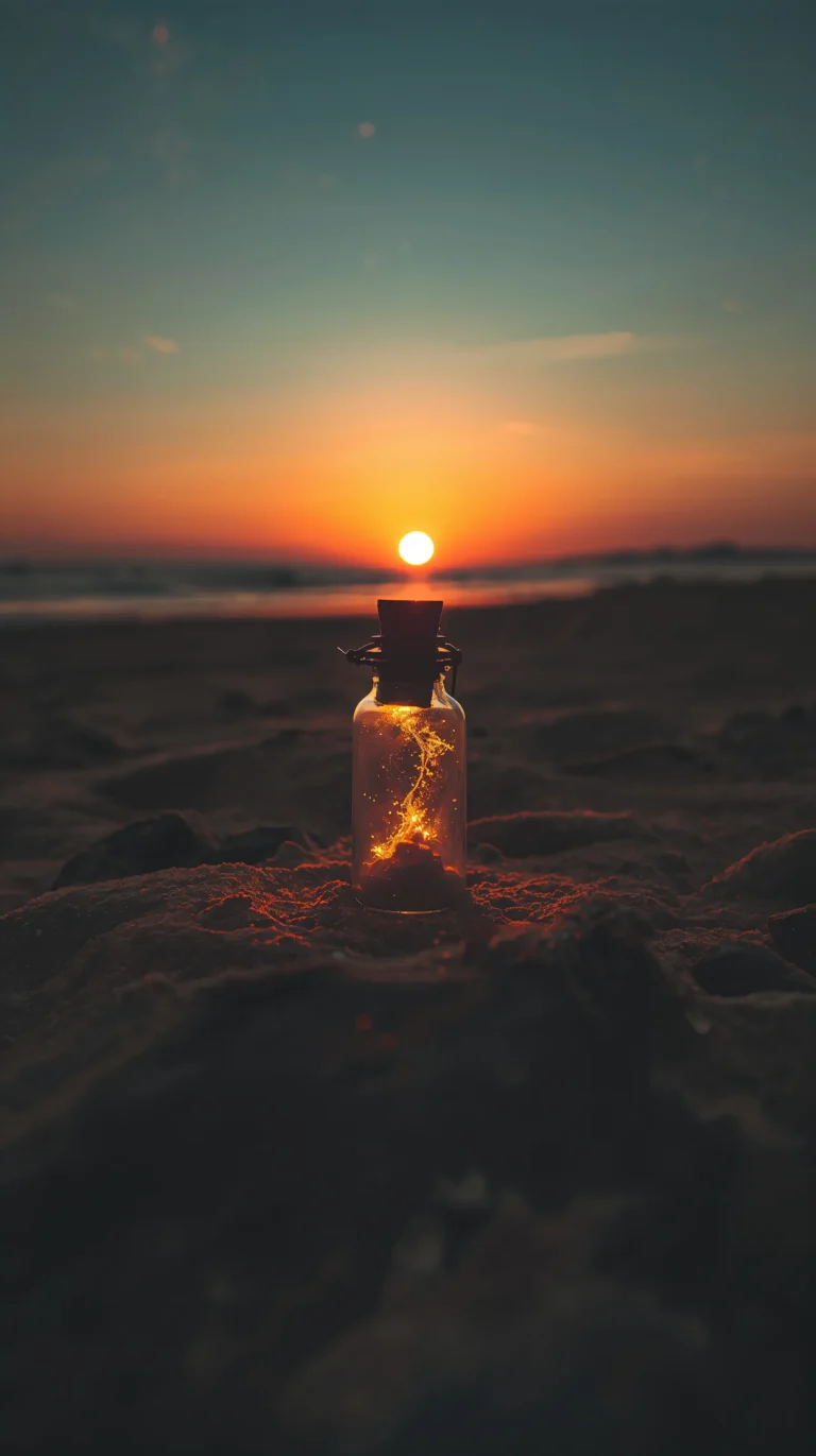 vintage-beach-wallpapers-aesthetic-message-bottle-sunset-glow-phone