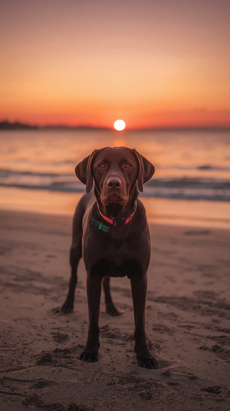 cute-dog-wallpapers-for-iphone-labrador-chocolate-beach-sunset