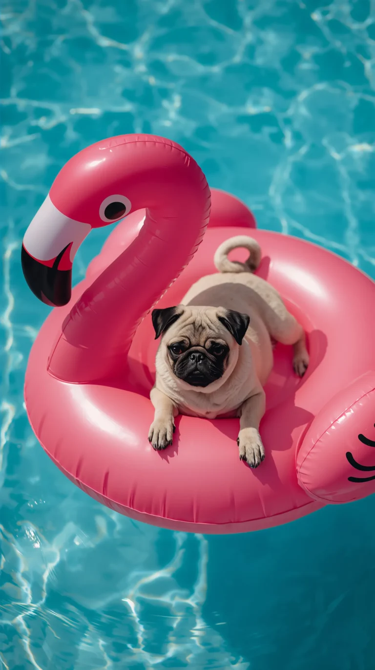 cute-dog-wallpapers-for-iphone-pug-tropical-beach-on-flamingo