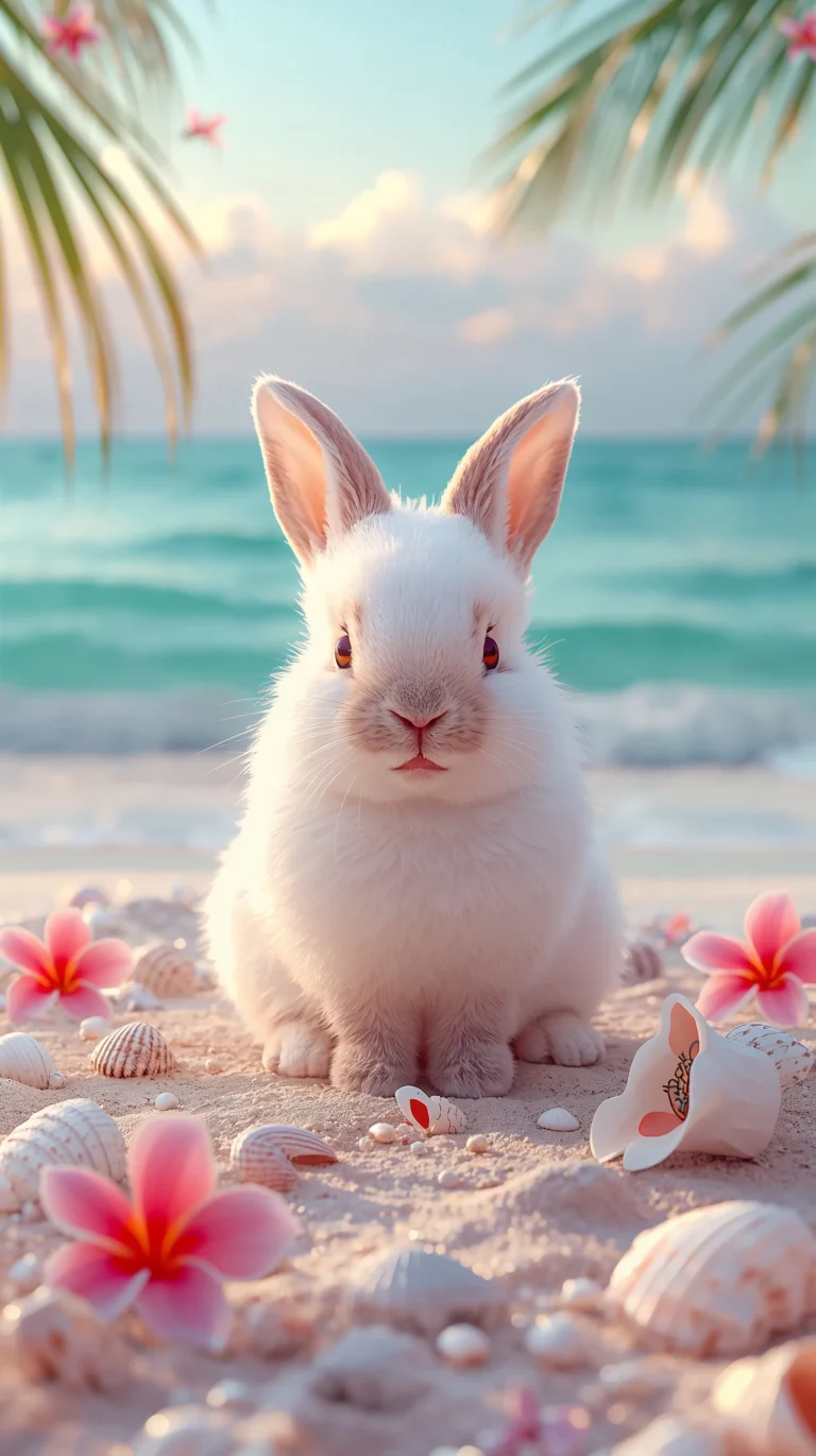 cute-summer-wallpapers-aesthetic-bunny-at-the-beach