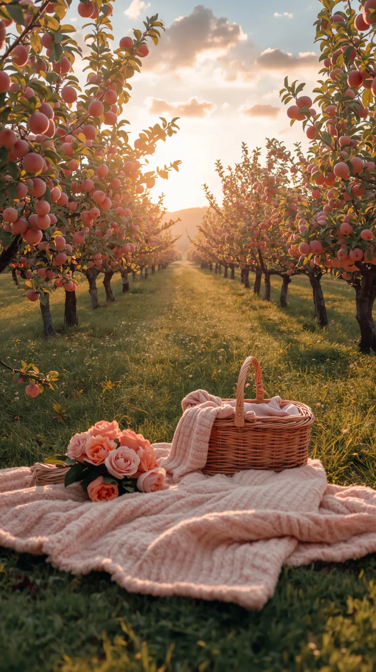 cute-summer-wallpapers-aesthetic-peach-orchard-picnic