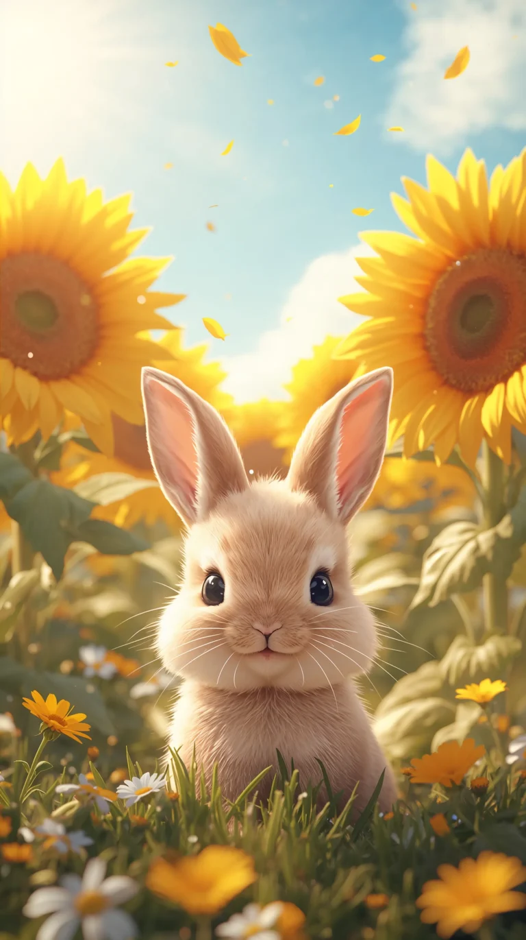 cute-summer-wallpapers-aesthetic-sunflower-field-bunny