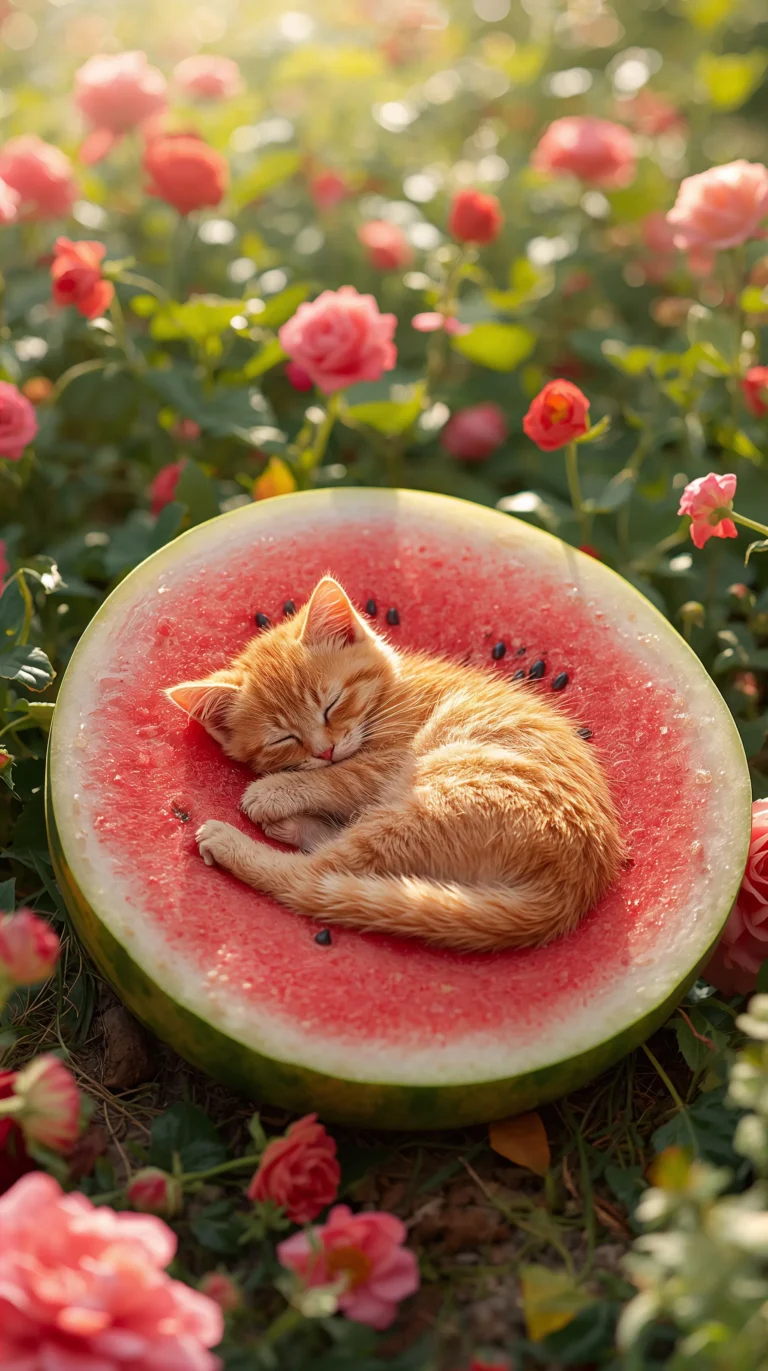 cute-summer-wallpapers-aesthetic-watermelon-cat-nap