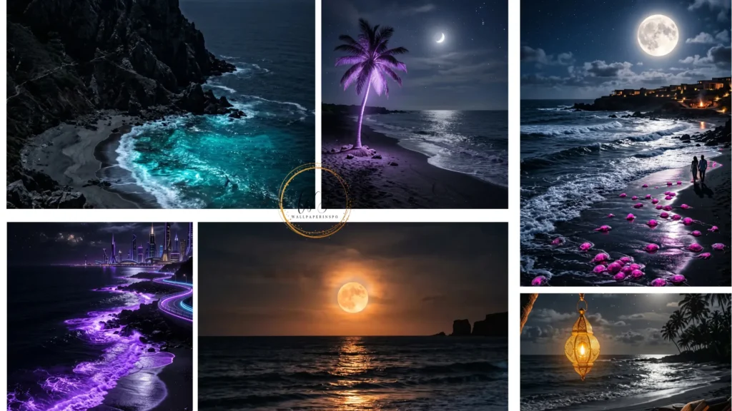 moonlit beach wallpapers collage wallpaperinspo.com