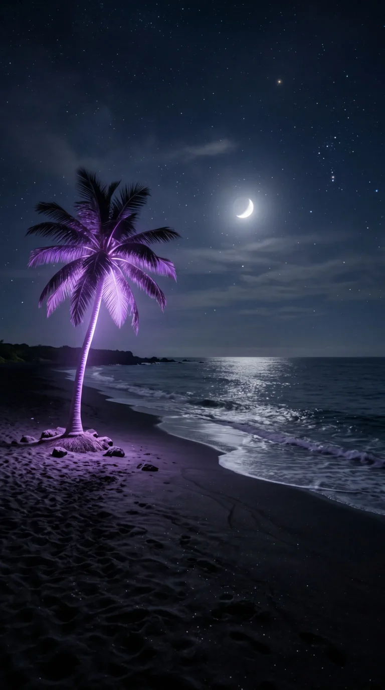 moonlit-beach-wallpapers-purple-palm-tree