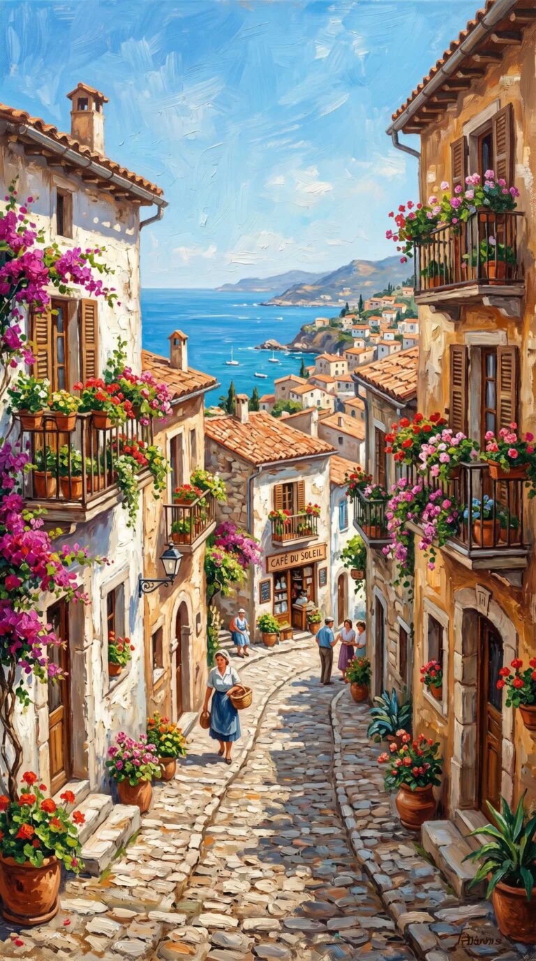 retro-summer-wallpapers-italian-summer-village-oil-painting-phone